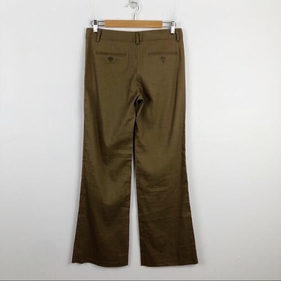 THEORY Tan Linen Wool Wide Leg Emory Trouser Pants Relaxed fit Size 4 - Picture 8 of 15